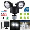 Solar Lights 22LEDs Outdoor Security Lights Motion Sensor IP44 Water-Resistant 360° Rotatable Dual Heads Solar Wall Light for Entryways Stairs Yard Ga