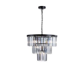 Black Luxury Crystal Chandelier Modern Chandeliers Lights Fixture Hanging Pendant Light Fixture for Dining Room Bedroom Living Room Dia 19.7 Inch