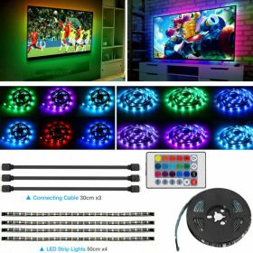 4x50CM USB 5V RGB LED Strip  Background light  Remote kit for TV Computer Lamp (Option: Colour)
