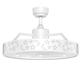 23 Inch Ceiling Fan with LED Light and Remote Control (Color: White)