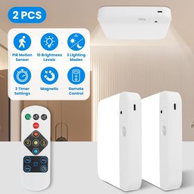 1Pc/2Pcs Motion Sensor Ceiling Light With Remote Rechargeable Wireless Flush Ceiling Light with 3000K 4500K 6000K 3 Timer 10 Brightness for Close (Quantity: 2Pcs)