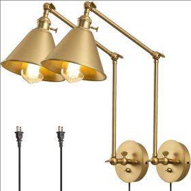 Integrated Airdrop Brass Black  Swing Arm Wall Light (Color: gold)
